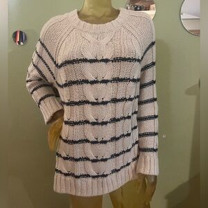 J. Jill Cream and Black Striped Sweater